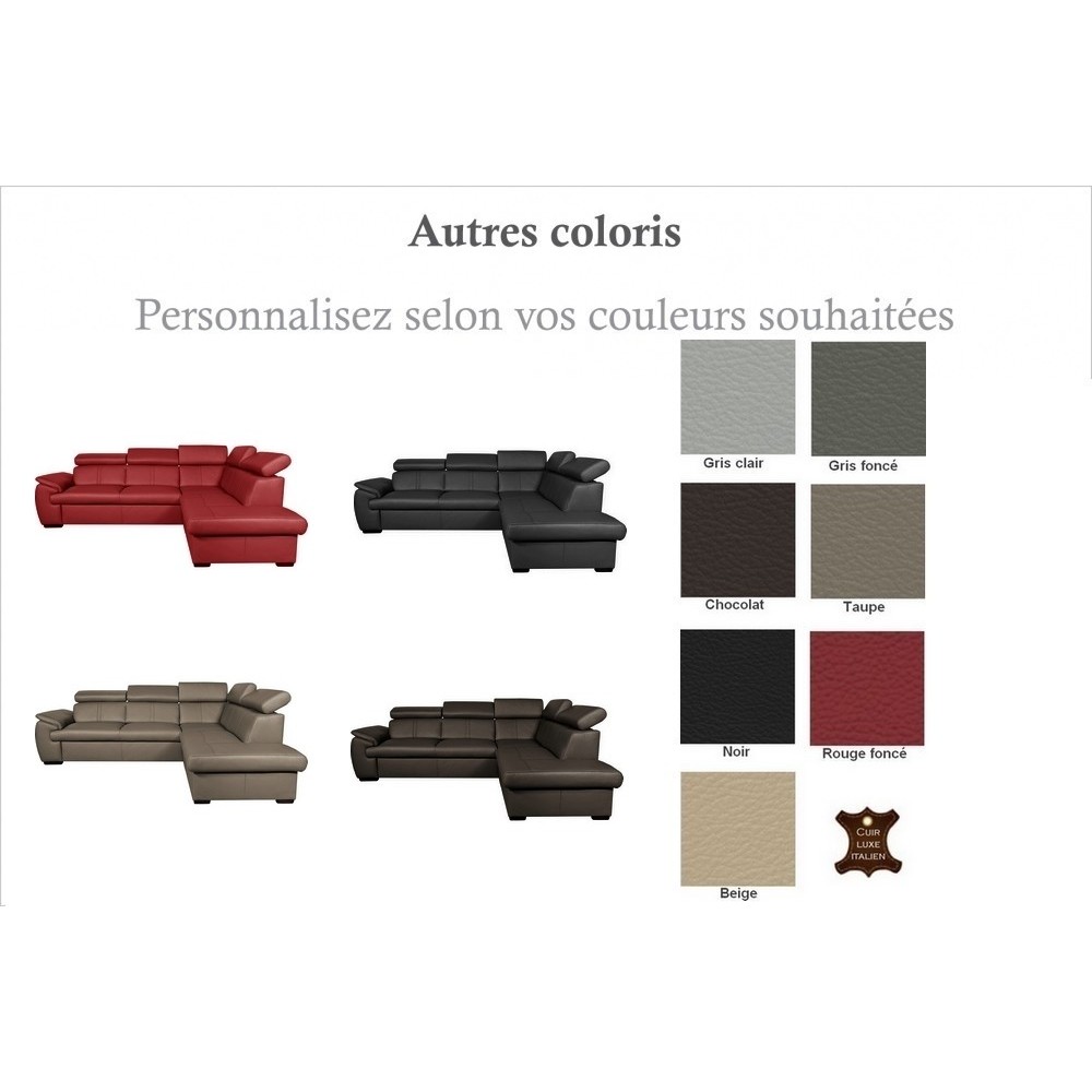 Canapé d'angle en 100% cuir de luxe italien , 5/6 places CITIBEST, couleur personnalisée, angle droit
