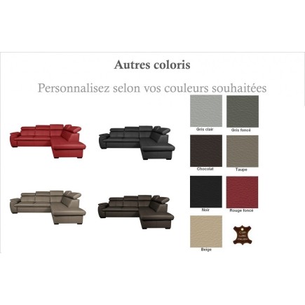 Canapé d'angle en 100% cuir de luxe italien , 5/6 places CITIBEST, couleur personnalisée, angle droit