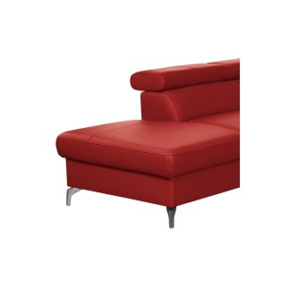 - Canapé d'angle en cuir italien de luxe 5/6 places FIONA, rouge foncé, angle gauche