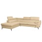 Canapé d'angle en cuir italien de luxe 5/6 places FIONA, beige, angle gauche Canapé d'angle en cuir italien de luxe 5/6 places FIONA, beige, angle gauche
