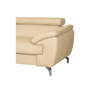 Canapé d'angle en cuir italien de luxe 5/6 places FIONA, beige, angle gauche