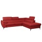 Canapé d'angle en cuir italien de luxe 5/6 places FIONA, rouge foncé, angle droit Canapé d'angle en cuir italien de luxe 5/6 places FIONA, rouge foncé, angle droit