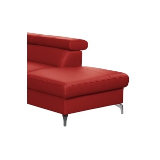 Canapé d'angle en cuir italien de luxe 5/6 places FIONA, rouge foncé, angle droit