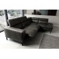 Canapé d'angle en 100% tout cuir italien de luxe 5/6 places NAYA, assise électrique qui coulisse, gris foncé, angle droit