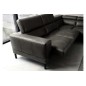 Canapé d'angle en 100% tout cuir italien de luxe 5/6 places NAYA, assise électrique qui coulisse, gris foncé, angle droit