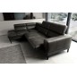 - Canapé d'angle en 100% tout cuir italien de luxe 5/6 places NAYA, assise électrique qui coulisse, gris foncé, angle gauche