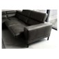 - Canapé d'angle en 100% tout cuir italien de luxe 5/6 places NAYA, assise électrique qui coulisse, gris foncé, angle gauche