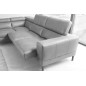 - Canapé d'angle en 100% tout cuir italien de luxe 5/6 places NAYA, assise électrique qui coulisse, gris clair, angle gauche