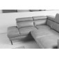 - Canapé d'angle en 100% tout cuir italien de luxe 5/6 places NAYA, assise électrique qui coulisse, gris clair, angle gauche