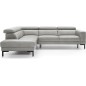 - Canapé d'angle en 100% tout cuir italien de luxe 5/6 places NAYA, assise électrique qui coulisse, gris clair, angle gauche