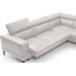 Canapé d'angle en 100% tout cuir italien de luxe 5/6 places NAYA, assise électrique qui coulisse, blanc, angle droit