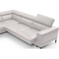 - Canapé d'angle en 100% tout cuir italien de luxe 5/6 places NAYA, assise électrique qui coulisse, blanc, angle gauche