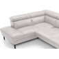 - Canapé d'angle en 100% tout cuir italien de luxe 5/6 places NAYA, assise électrique qui coulisse, blanc, angle gauche