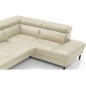 Canapé d'angle en 100% tout cuir italien de luxe 5/6 places NAYA, assise électrique qui coulisse, écru, angle droit