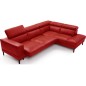 Canapé d'angle en 100% tout cuir italien de luxe 5/6 places NAYA, assise électrique qui coulisse, rouge, angle droit, Rouge fonc