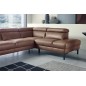 Canapé d'angle en 100% tout cuir italien de luxe 5/6 places NAYA, assise électrique qui coulisse, marron, angle droit