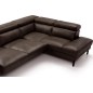 Canapé d'angle en 100% tout cuir italien de luxe 5/6 places NAYA, assise électrique qui coulisse, chocolat, angle droit