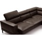 Canapé d'angle en 100% tout cuir italien de luxe 5/6 places NAYA, assise électrique qui coulisse, chocolat, angle droit