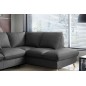 Canapé d'angle en 100% tout cuir italien de luxe 5 places, convertible et avec coffre, NILSEN, gris foncé, angle droit