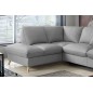 Canapé d'angle en 100% tout cuir italien de luxe 5 places, convertible et avec coffre, NILSEN, gris clair, angle gauche