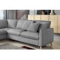 Canapé d'angle en 100% tout cuir italien de luxe 5 places, convertible et avec coffre, NILSEN, gris clair, angle gauche