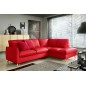 Canapé d'angle en 100% tout cuir italien de luxe 5 places, convertible et avec coffre, NILSEN, rouge foncé, angle droit