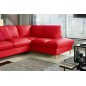 Canapé d'angle en 100% tout cuir italien de luxe 5 places, convertible et avec coffre, NILSEN, rouge foncé, angle droit
