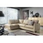 - Canapé d'angle en 100% tout cuir italien de luxe 5 places, convertible et avec coffre, NILSEN, beige, angle gauche