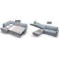 - Canapé d'angle en 100% tout cuir italien de luxe 5 places, convertible et avec coffre, NILSEN, beige, angle gauche