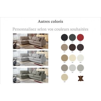 Canapé d'angle en 100% tout cuir italien de luxe 5 places, convertible et avec coffre, NILSEN, couleur personnalisée, angle gauc