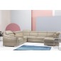 Canapé d'angle en 100% tout cuir italien de luxe 7/8 places, convertible avec relax électrique et coffre, URBANIA, beige, angle