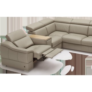 Canapé d'angle en 100% tout cuir italien de luxe 7/8 places, convertible avec relax électrique et coffre, URBANIA, beige, angle