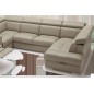 Canapé d'angle en 100% tout cuir italien de luxe 7/8 places, convertible avec relax électrique et coffre, URBANIA, beige, angle