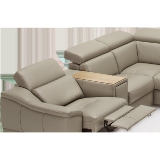 Canapé d'angle en 100% tout cuir italien de luxe 7/8 places, convertible avec relax électrique et coffre, URBANIA, beige, angle
