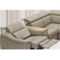Canapé d'angle en 100% tout cuir italien de luxe 7/8 places, convertible avec relax électrique et coffre, URBANIA, beige, angle