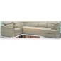 Canapé d'angle en 100% tout cuir italien de luxe 7/8 places, convertible avec relax électrique et coffre, URBANIA, beige, angle