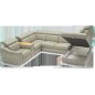 Canapé d'angle en 100% tout cuir italien de luxe 7/8 places, convertible avec relax électrique et coffre, URBANIA, beige, angle