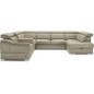 Canapé d'angle en 100% tout cuir italien de luxe 7/8 places, convertible avec relax électrique et coffre, URBANIA, beige, angle