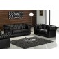 Ensemble Chesterfield 3 places et 2 places en cuir italien noir.
