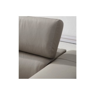 Canapé d'angle en cuir buffle italien de luxe 5 places LIDO, gris clair, angle gauche