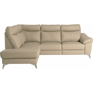 - Canapé d'angle en cuir italien de luxe 5 places LUZINI beige, angle gauche