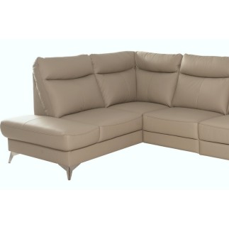 - Canapé d'angle en cuir italien de luxe 5 places LUZINI beige, angle gauche