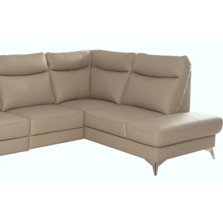 Canapé d'angle en cuir italien de luxe 5 places LUZINI beige, angle droit