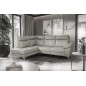 Canapé d'angle en cuir italien de luxe 5 places LUZINI gris clair, angle gauche Canapé d'angle en cuir italien de luxe 5 places LUZINI gris clair, angle gauche