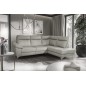 Canapé d'angle en cuir italien de luxe 5 places LUZINI gris clair, angle droit