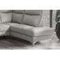 Canapé d'angle en cuir italien de luxe 5 places LUZINI gris clair, angle droit