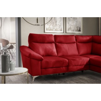 Canapé d'angle en cuir italien de luxe 5 places LUZINI rouge foncé, angle droit