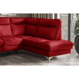 Canapé d'angle en cuir italien de luxe 5 places LUZINI rouge foncé, angle droit