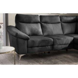 Canapé d'angle en cuir italien de luxe 5 places LUZINI noir, angle droit