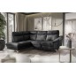 - Canapé d'angle en cuir italien de luxe 5 places LUZINI noir, angle gauche - Canapé d'angle en cuir italien de luxe 5 places LUZINI noir, angle gauche